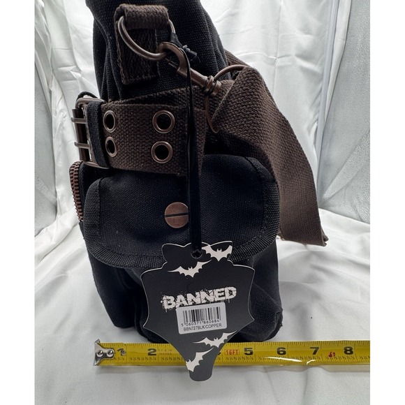 Banned Alternative DOOM LAGOON HANDBAG Steampunk Key Canvas Black Copper NWT - Picture 15 of 16